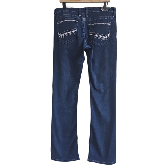 BKE PAYTON BOOT CUT METALLIC STITCH & RHINESTONE POCKET JEANS - Picture 3 of 10